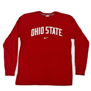 The Ohio State Buckeyes Shirt Men's L Red Nike Regular Fit Long Sleeve Crew Neck